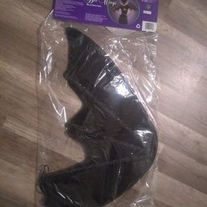 Women's Black Glitter Costume Bat Wings